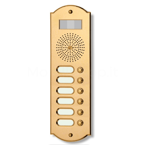 BUTTON PANEL FOR VIDEO INTERCOM 6 NAMES MOD. 6PLMOROVIDEO/CPT IN TREATED BRASS