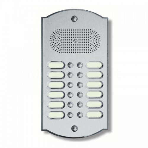 PUSH BUTTON PANEL FOR INTERCOM 8 NAMES MOD. 8PLMORO/K IN SATIN CHROME BRASS