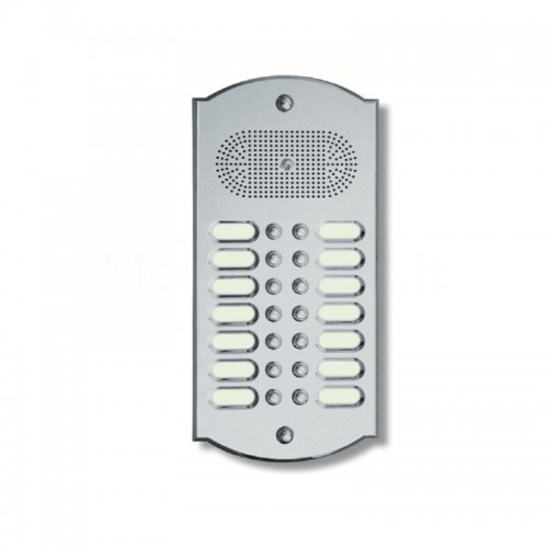 PUSH BUTTON PANEL FOR INTERCOM 14 NAMES MOD. 14PLMORO/K SATIN CHROME BRASS