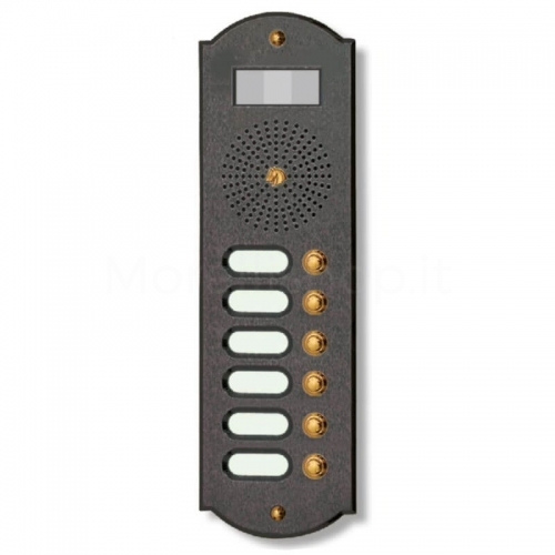 BUTTON PANEL FOR VIDEO INTERCOM 6 NAMES MOD. 6PLMOROVIDEO/A IN ANTHRACITE BRASS