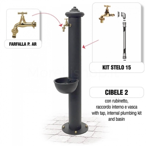 Cast iron and iron garden fountain Mod. CIBELE 2 with basin and faucet