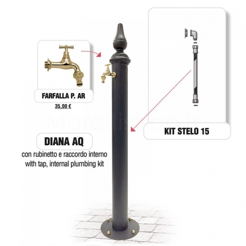Fontana da giardino in ghisa e ferro Mod. DIANA AQ con rubinetto e raccordi