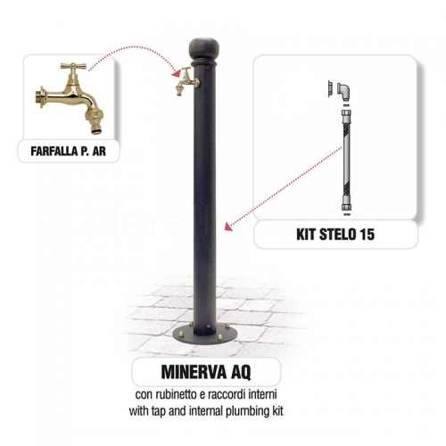 Fontana da giardino in ghisa e ferro Mod. MINERVA AQ con rubinetto e raccordi