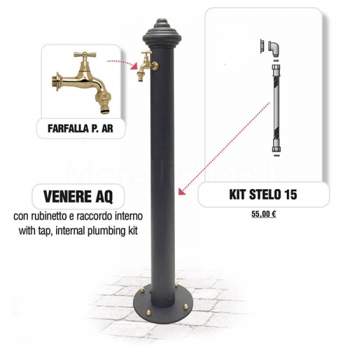 Fontana da giardino in ghisa e ferro Mod. VENERE AQ Morelli con raccordi e rubinetto