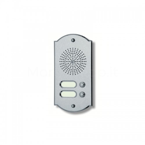 PUSH BUTTON PANEL FOR INTERCOM 2 NAMES MOD. 2PLMORO/K SATIN CHROME BRASS