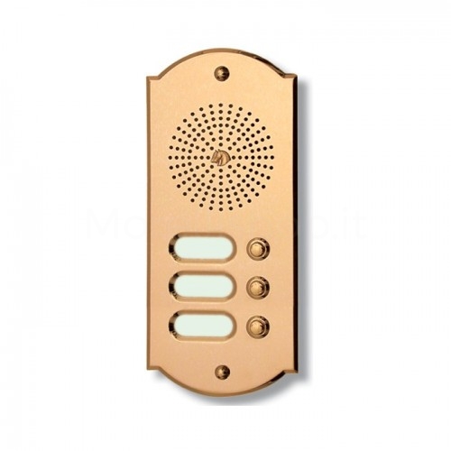 PUSH BUTTON PANEL FOR 3 NAME INTERCOM MOD. 3PLMORO/CPT POLISHED BRASS TREATED CPT