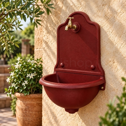 Fontana a muro in ghisa Mod. ISEO PICCOLA RED Morelli con rubinetto