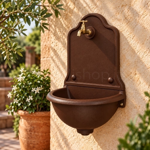 Fontana a muro in ghisa Mod. ISEO PICCOLA BROWN Morelli  con rubinetto