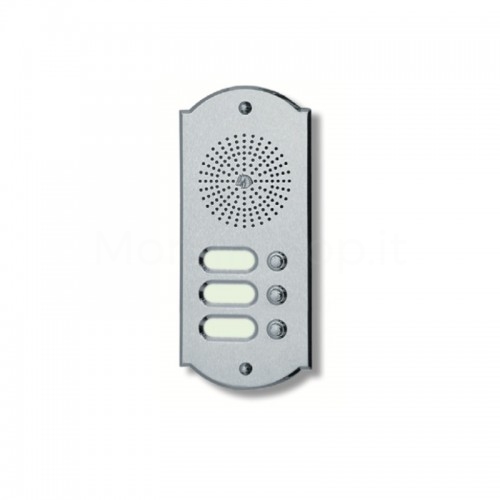 PUSH BUTTON PANEL FOR INTERCOM 3 NAMES MOD. 3PLMORO/K IN SATIN CHROME BRASS