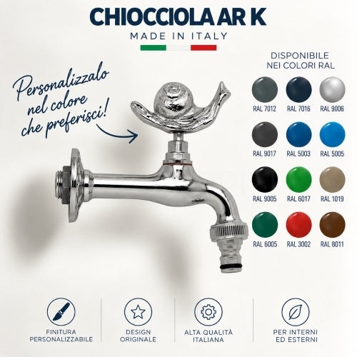 Rubinetto Morelli a Farfalla Pomello CHIOCCIOLA – Ottone Cromato Personalizzato RAL