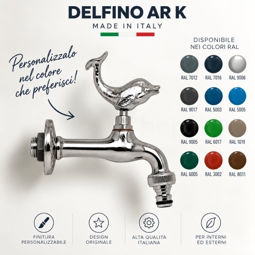 Rubinetto Morelli a Farfalla Pomello DELFINO – Ottone Cromato Personalizzato RAL