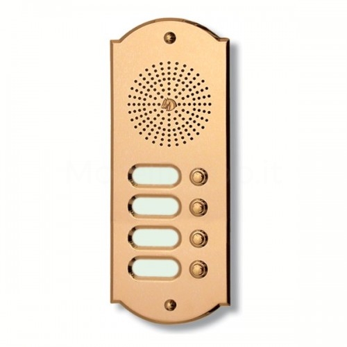 PUSH BUTTON PANEL FOR INTERCOM 4 NAMES MOD. 4PLMORO/CPT POLISHED BRASS TREATED CPT