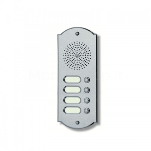 PUSH BUTTON PANEL FOR INTERCOM 4 NAMES MOD. 4PLMORO/K IN SATIN CHROME BRASS