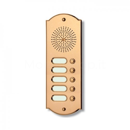 PUSH BUTTON PANEL FOR INTERCOM 5 NAMES MOD. 5PLMORO/CPT POLISHED BRASS TREATED CPT