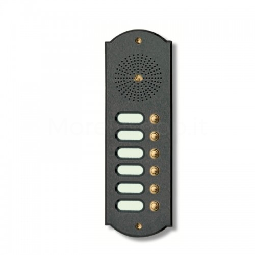 PUSH BUTTON PANEL FOR INTERCOM 6 NAMES MOD. 6PLMORO/A IN ANTHRACITE PAINTED BRASS