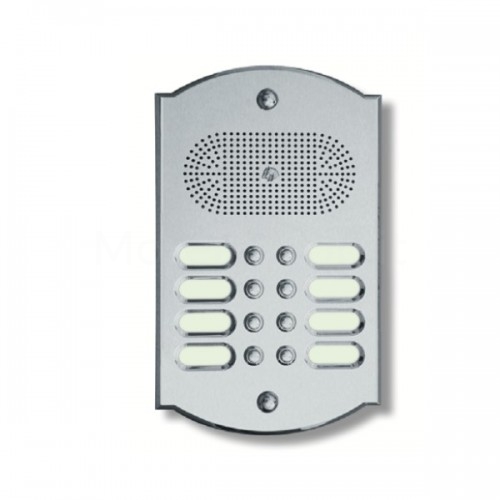 PUSH BUTTON PANEL FOR INTERCOM 8 NAMES MOD. 8PLMORO/K IN SATIN CHROME BRASS