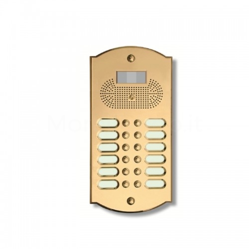 PUSH BUTTON PANEL FOR VIDEO INTERCOM 12 NAMES MOD. 12PLMOROVIDEO/CPT IN TREATED BRASS