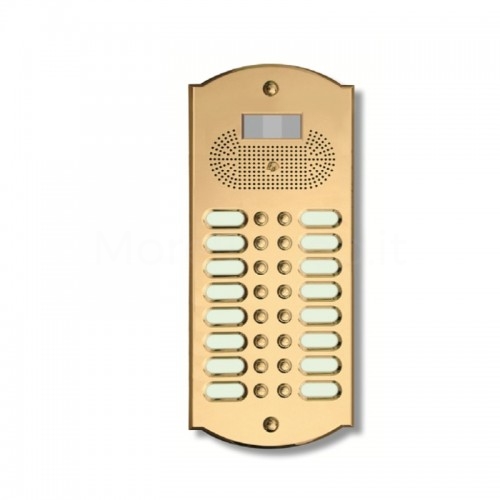 PUSH BUTTON PANEL FOR VIDEO INTERCOM 16 NAMES MOD. 16PLMOROVIDEO/CPT IN TREATED BRASS