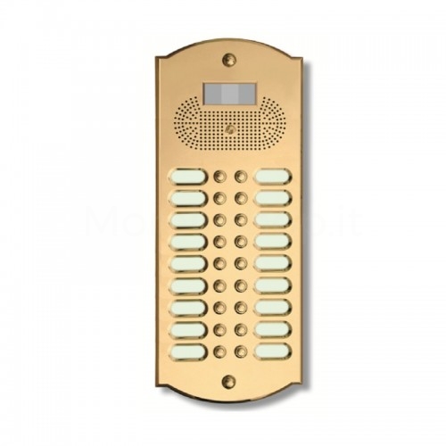 PUSH BUTTON PANEL FOR VIDEO INTERCOM 18 NAMES MOD. 18PLMOROVIDEO/CPT IN TREATED BRASS