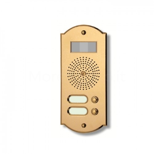 PUSH BUTTON PANEL FOR VIDEO INTERCOM 2 NAMES MOD. 2PLMOROVIDEO/CPT IN TREATED BRASS