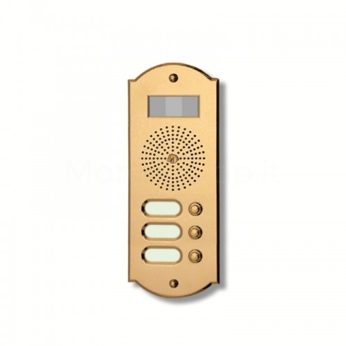 PUSH BUTTON PANEL FOR VIDEO INTERCOM 3 NAMES MOD. 3PLMOROVIDEO/CPT IN TREATED BRASS