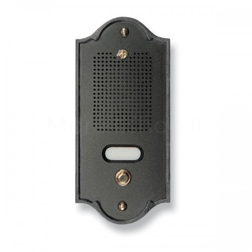 Push button panel for intercom 1 NAME mod. 1PLM/A in brass anthracite finish