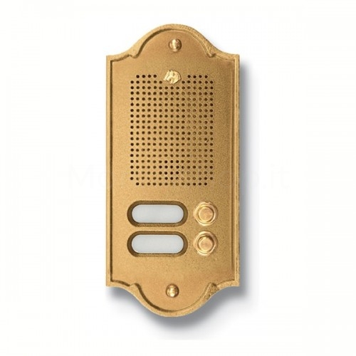 PUSH BUTTON PANEL FOR INTERCOM 2 NAMES MOD. 2PLM/O IN NATURAL BRASS