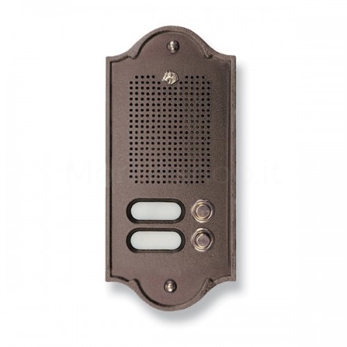 BUTTON PANEL FOR INTERCOM 2 NAMES MOD. 2PLM/TM IN BRASS DARK BROWN FINISH