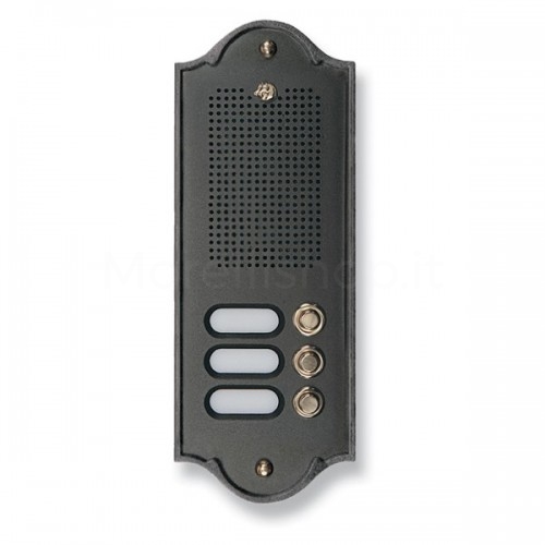 PUSH BUTTON PANEL FOR INTERCOM 3 NAMES MOD. 3PLM/A IN BRASS ANTHRACITE FINISH