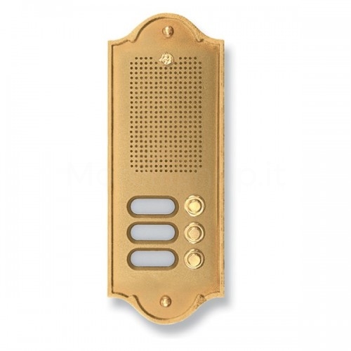 3-NAME INTERCOM BUTTON PANEL MOD. 3PLM/O IN NATURAL BRASS