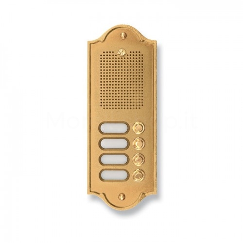 PUSH BUTTON PANEL FOR INTERCOM 4 NAMES MOD. 4PLM/O IN NATURAL BRASS