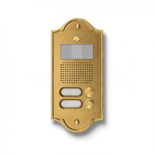 PUSH BUTTON PANEL FOR VIDEO INTERCOM 2 NAMES MOD. 2PLMVIDEO/O IN NATURAL BRASS