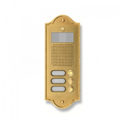 PULSANTIERA PER VIDEO CITOFONO 3 NOMI MOD 3PLMVIDEO TM IN OTTONE NATURALE