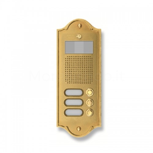 PUSH BUTTON PANEL FOR VIDEO INTERCOM 3 NAMES MOD. 3PLMVIDEO/O IN NATURAL BRASS