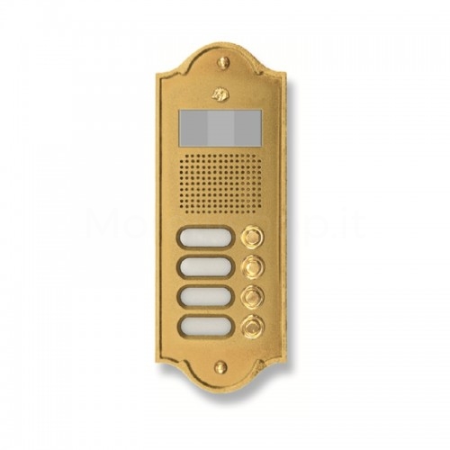 PUSH BUTTON PANEL FOR VIDEO INTERCOM 4 NAMES MOD. 4PLMVIDEO/O IN NATURAL BRASS