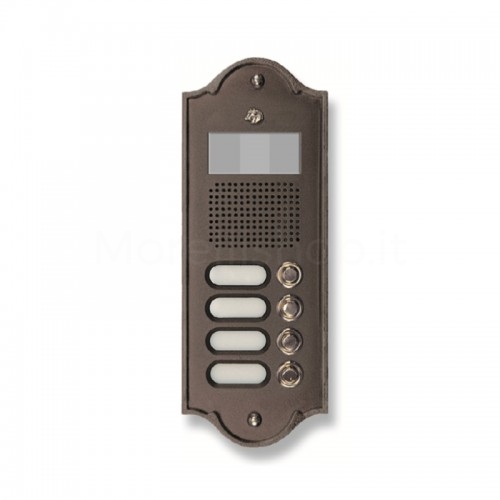 PUSH BUTTON PANEL FOR VIDEO INTERCOM 4 NAMES MOD. 4PLMVIDEO/TM IN DARK BROWN BRASS