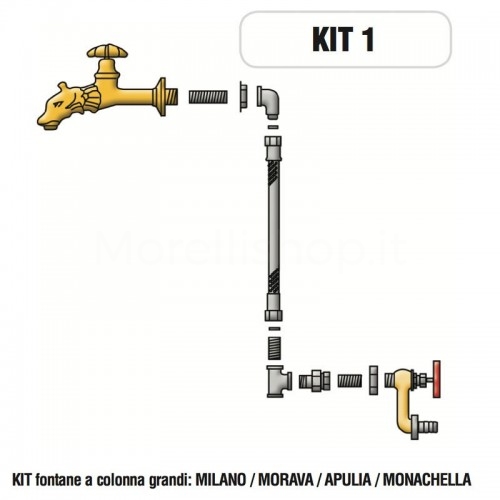 Kit raccorderia interna con Rubinetti per fontana a colonna Morelli - KIT1