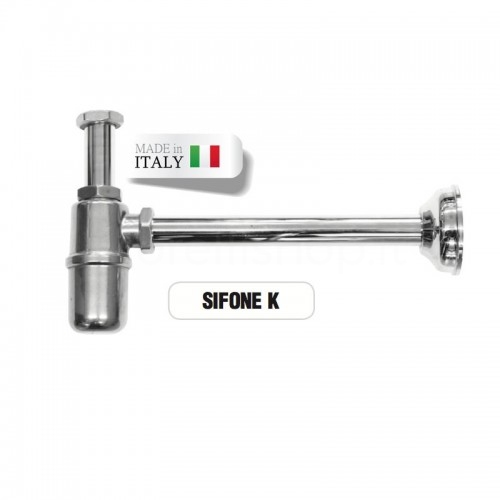 Sifone a bottiglia cromato su base in ottone Made in Italy Morelli