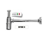 Sifone a bottiglia cromato su base in ottone Made in Italy Morelli