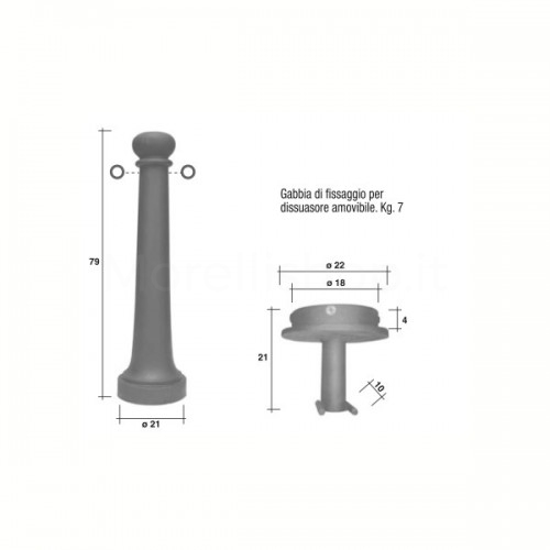 Dissuasore fittone RIMOVIBILE Mod.701/A Morelli - ghisa senza anelli